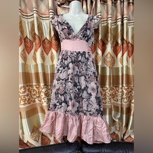 Maria Bianca Nero Small Silk Flutter Sleeve Dress